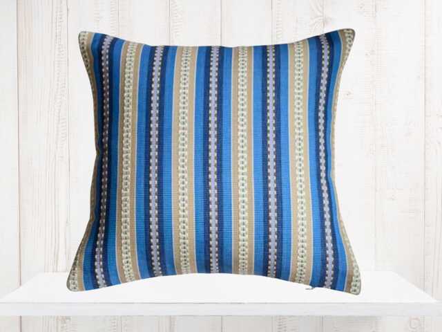 Blue Stripe Pillow Cover - Kravet Cotton Fabric, Coastal Farmhouse Decor - image 1
