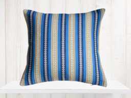 Blue Stripe Pillow Cover - Kravet Cotton Fabric, Coastal Farmhouse Decor - thumbnail 1