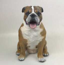 Custom English Bulldog Pet Memorial Urn Clay Sculpture, Dog Portrait - thumbnail 1