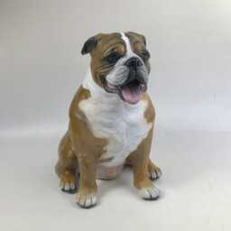 Custom English Bulldog Pet Memorial Urn Clay Sculpture, Dog Portrait - thumbnail 2