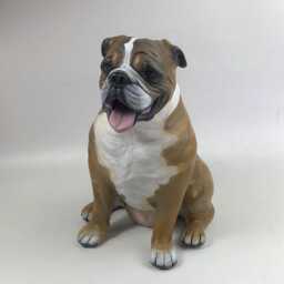 Custom English Bulldog Pet Memorial Urn Clay Sculpture, Dog Portrait - thumbnail 3