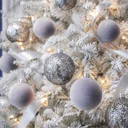 Handmade Silver Glitter Christmas Balls Flocked Velvet Ornaments - Set Of 12 - thumbnail 4
