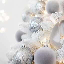Handmade Silver Glitter Christmas Balls Flocked Velvet Ornaments - Set Of 12 - thumbnail 3