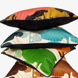 Japanese Cloud Tree Velvet Cushion - Forest Green - thumbnail 3