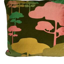 Japanese Cloud Tree Velvet Cushion - Forest Green - thumbnail 4