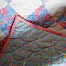 Blue, Pink & White Pinwheel Baby, Toddler Quilt Or Throw - thumbnail 2