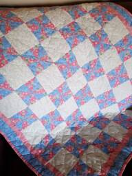Blue, Pink & White Pinwheel Baby, Toddler Quilt Or Throw