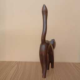 Handcarved Wood Sculpture Cat - Cat Figurine Boho Decor - thumbnail 4