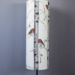 Christmas Robin Lampshade Genuine Scandinavian Fabric, Winter Snow Tree Pattern, Handmade By Vivid Shades - thumbnail 2