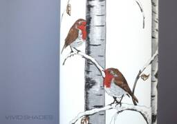 Christmas Robin Lampshade Genuine Scandinavian Fabric, Winter Snow Tree Pattern, Handmade By Vivid Shades - thumbnail 1