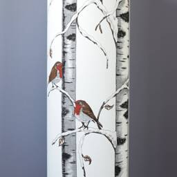Christmas Robin Lampshade Genuine Scandinavian Fabric, Winter Snow Tree Pattern, Handmade By Vivid Shades - thumbnail 3