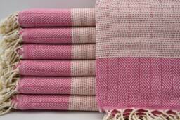 "Turkish Diamond Towel, Handmade Towel, Spa Towel, Turkish Peshtemal, Pink Towel, Hammam Towel, Bohemian Towel, 40""x70"