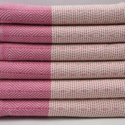 "Turkish Diamond Towel, Handmade Towel, Spa Towel, Turkish Peshtemal, Pink Towel, Hammam Towel, Bohemian Towel, 40""x70" - thumbnail 2