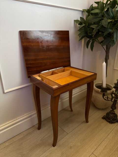 Italian Inlaid Musical Vintage Wooden Side Table/Jewellery Holder With Lid - image 1