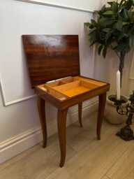 Italian Inlaid Musical Vintage Wooden Side Table/Jewellery Holder With Lid - thumbnail 1