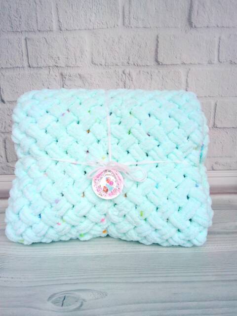 Mint Blanket For Baby Knit Plush Newborn Soft Chunky Plaid Blanket A Crib & Stroller Knit Bed Cover Wrap - image 1