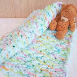 Mint Blanket For Baby Knit Plush Newborn Soft Chunky Plaid Blanket A Crib & Stroller Knit Bed Cover Wrap - thumbnail 2