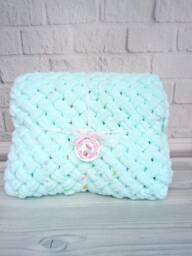 Mint Blanket For Baby Knit Plush Newborn Soft Chunky Plaid Blanket A Crib & Stroller Knit Bed Cover Wrap - thumbnail 1