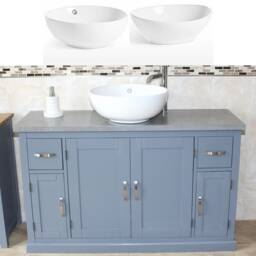 Grey Painted Bathroom Vanity Unit Cabinet Ceramic Basin Tap Set Quartz 402Ggqcbcx1 - thumbnail 2