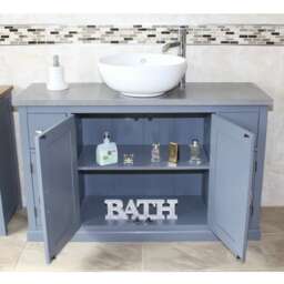 Grey Painted Bathroom Vanity Unit Cabinet Ceramic Basin Tap Set Quartz 402Ggqcbcx1