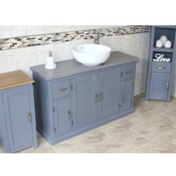 Grey Painted Bathroom Vanity Unit Cabinet Ceramic Basin Tap Set Quartz 402Ggqcbcx1 - thumbnail 3