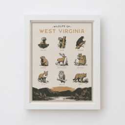 West Virginia Wildlife Wall Art Print - Vintage Animal Poster Design, Archival Quality Matte Fine Art Print. Outdoor, State Gift - thumbnail 2
