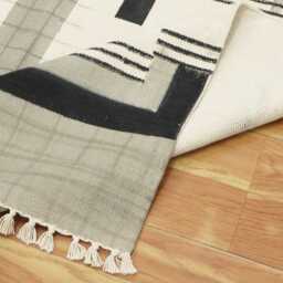 Block Printed Black Rug, Cotton Area Carpet, Bedroom Hallway Stair Runner, Bedside Square Mat, Custom Yoga 4x6 2x20 9x9 Feet - thumbnail 3