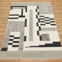 Block Printed Black Rug, Cotton Area Carpet, Bedroom Hallway Stair Runner, Bedside Square Mat, Custom Yoga 4x6 2x20 9x9 Feet - thumbnail 2