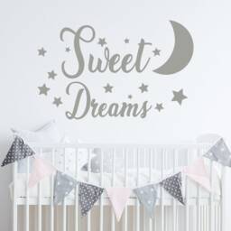 Sweet Dreams Wall Decal - Quote Sticker Moon & Star Nursery Vinyl Room Decor Art Dm111 - thumbnail 1