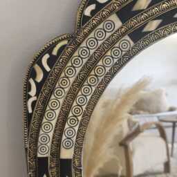 Moroccan Vintage-Inspired Mirror With Cow Bone & Brass Accents - thumbnail 2