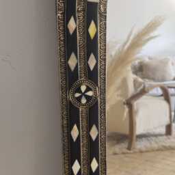 Moroccan Vintage-Inspired Mirror With Cow Bone & Brass Accents - thumbnail 3