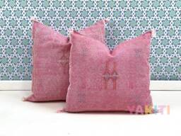 Yakiti-Pink Square Moroccan Pillows 20x20, Aka Cactus Silk Pillow, Decorative Pillows, Sabra Decor Designer Cactus Silk - thumbnail 1
