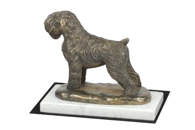 Black Russian Terrier, Dog White Marble Base Statue, Limited Edition, Artdog. Made Of Cold Cast Bronze. Perfect Gift. Limited Edition - image 1
