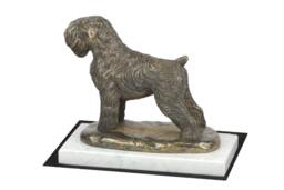 Black Russian Terrier, Dog White Marble Base Statue, Limited Edition, Artdog. Made Of Cold Cast Bronze. Perfect Gift. Limited Edition