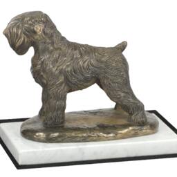 Black Russian Terrier, Dog White Marble Base Statue, Limited Edition, Artdog. Made Of Cold Cast Bronze. Perfect Gift. Limited Edition - thumbnail 3