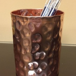 Hammered Copper Pencil Holder, Desk Organizer For Office - thumbnail 2