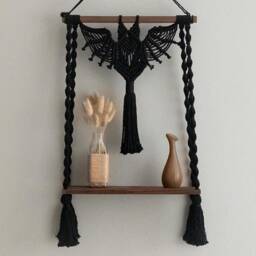 Halloween Bat Decor, Modern Wall Art, Witchy Gifts, Hanging Shelf, Gothic Home, Macrame Plant Holder, Dark Aesthetic, Tapestry W52 - thumbnail 1