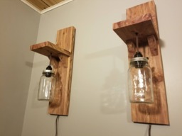 Wood Mason Jar Sconces Wall Lights - thumbnail 1