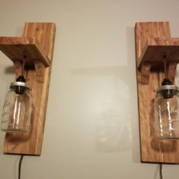 Wood Mason Jar Sconces Wall Lights - thumbnail 2
