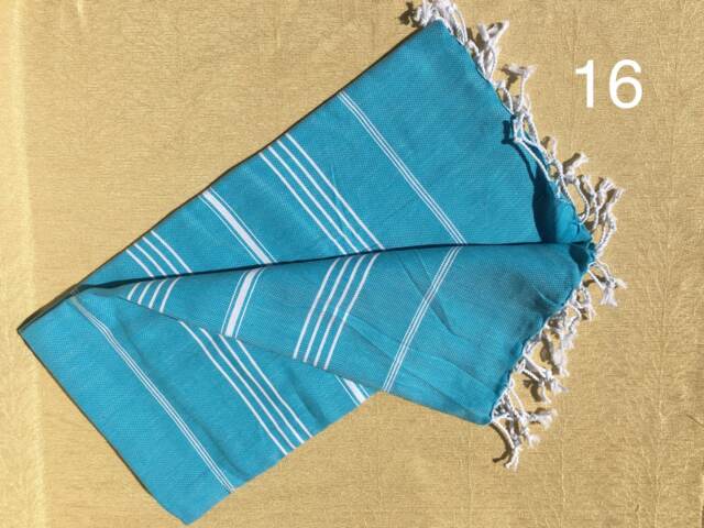Green Striped Turkish Cotton Towel Peshtemal Bath & Beach Towel - image 1