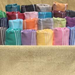 Green Striped Turkish Cotton Towel Peshtemal Bath & Beach Towel - thumbnail 4