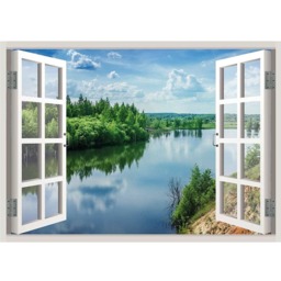 Minnesota Lake Landscape View Window 3D Wall Decal Art Removable Wallpaper Mural Decor - thumbnail 2