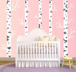 Nursery Birch Tree Wall Decal Forest Sticker Removable Realistic Woodland Art - 5 Trees 1308 - thumbnail 1