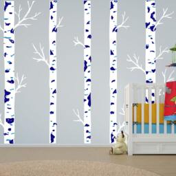 Nursery Birch Tree Wall Decal Forest Sticker Removable Realistic Woodland Art - 5 Trees 1308 - thumbnail 3
