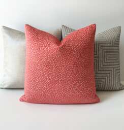 Coral Pink Chenille Confetti Polka Dot Decorative Throw Pillow Cover - thumbnail 1