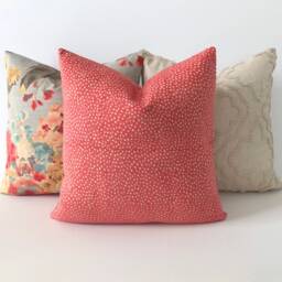 Coral Pink Chenille Confetti Polka Dot Decorative Throw Pillow Cover - thumbnail 3