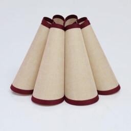 Handmade Khaki Cotton Linen Table Lamp With Burgundy Trim - thumbnail 1