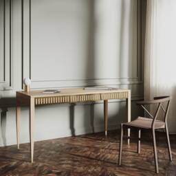 Mid Century Modern Oak Desk With Brass Details - thumbnail 2