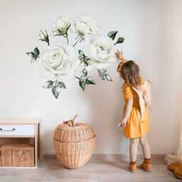 Bright Flowers Wall Stickers For Kids Room, White Baby Room Decor, Plants Decal Children's Self Adhesive - thumbnail 2