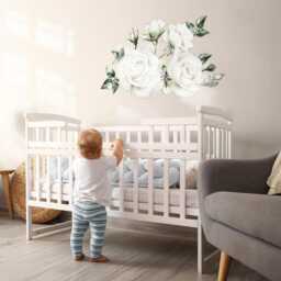 Bright Flowers Wall Stickers For Kids Room, White Baby Room Decor, Plants Decal Children's Self Adhesive - thumbnail 3